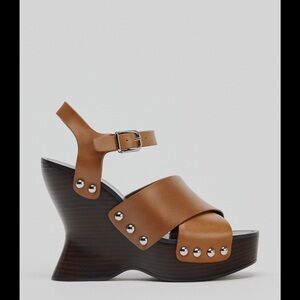 Leather Studded Wedges